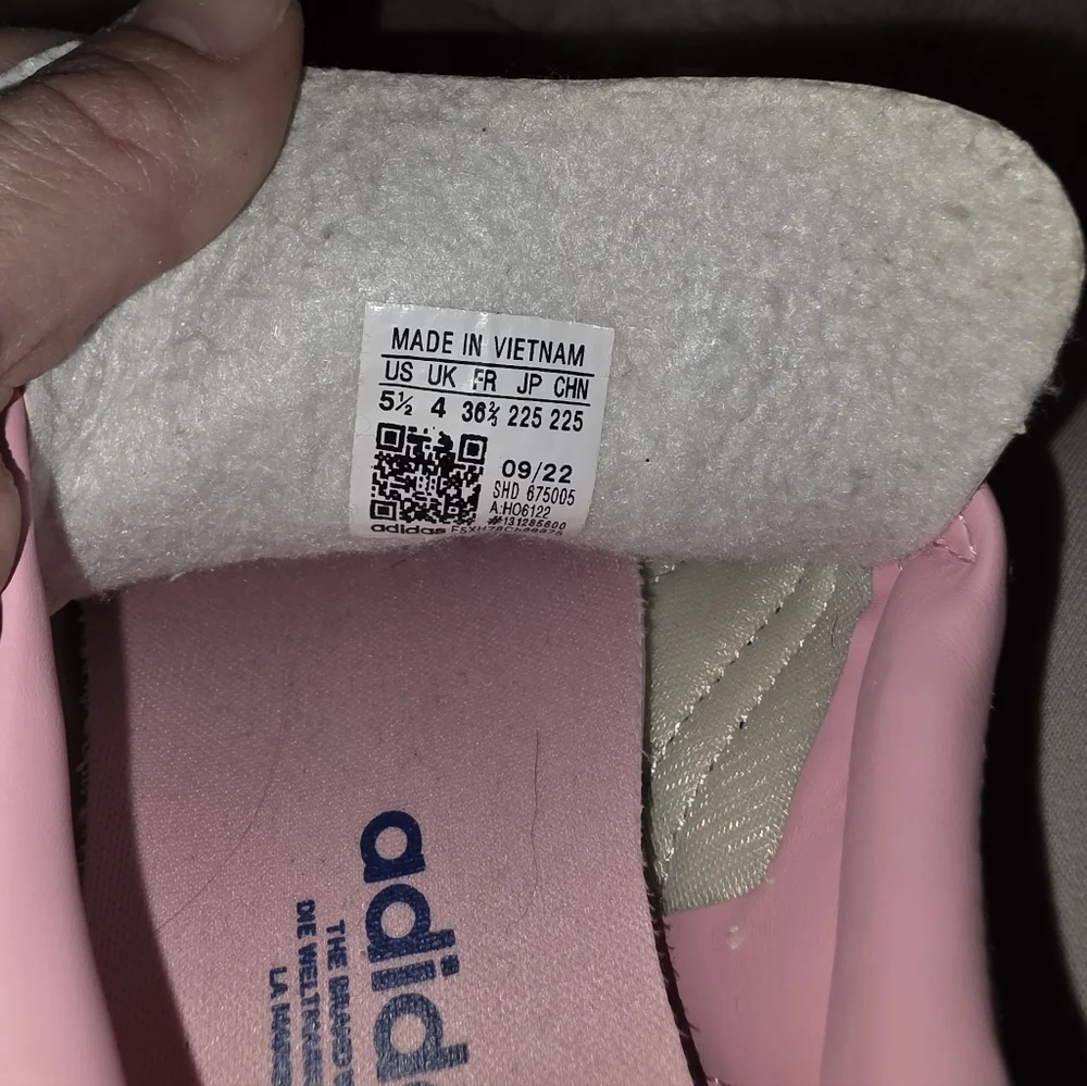 adidas Suede Gazelle Bold in Pink Glow With Blue Stripe Womens 5.5